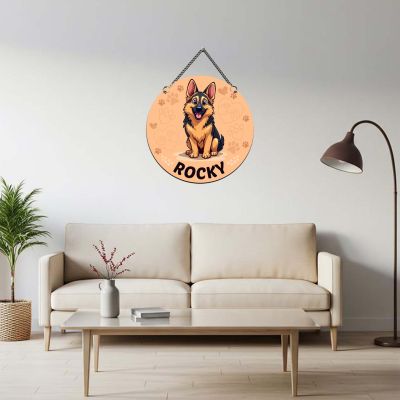 Personalized Cute Dog Theme Wall Hanging Best Gifts for Dogs Lover Home Decoration Items for Living Room, Bedroom & Hall Dog Theme Return Gift Door Name Plate